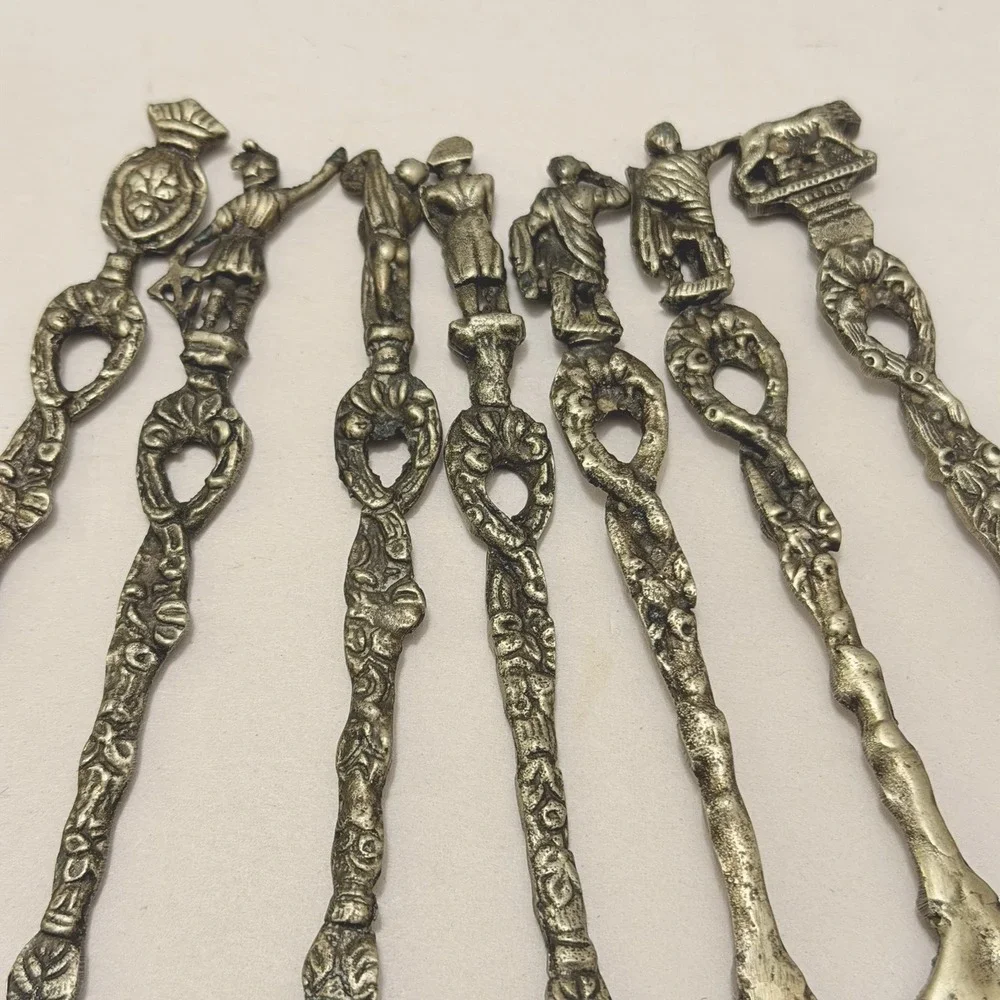 Antique Rossi Italy Flatware Silver Plated Brass Baroque Demitasse VTG Rococo